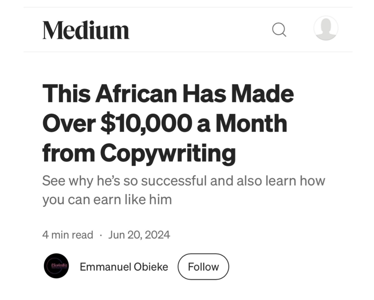Bamidele Onibalusi copywriting success